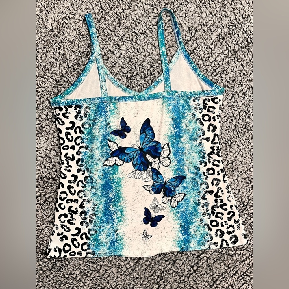 Women's Ombre Butterfly Print Backless Cami Top - Picture 8 of 9